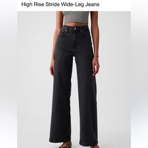 Gap Women’s 6 Petite Black High Rise Stride Wide-Leg Jeans
